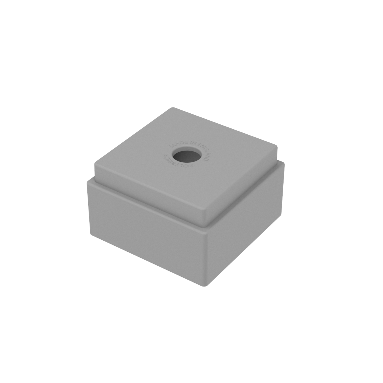 Grijs enkelvoudig PolyBrick plastic bouwblok.