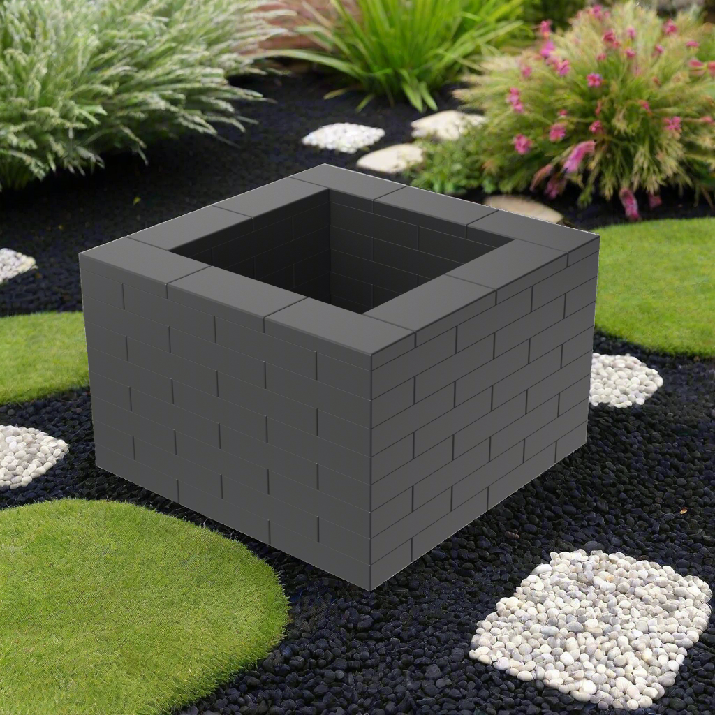 Zwarte Kunststof Steen Plantenbak Kit 3 x 3 x 8