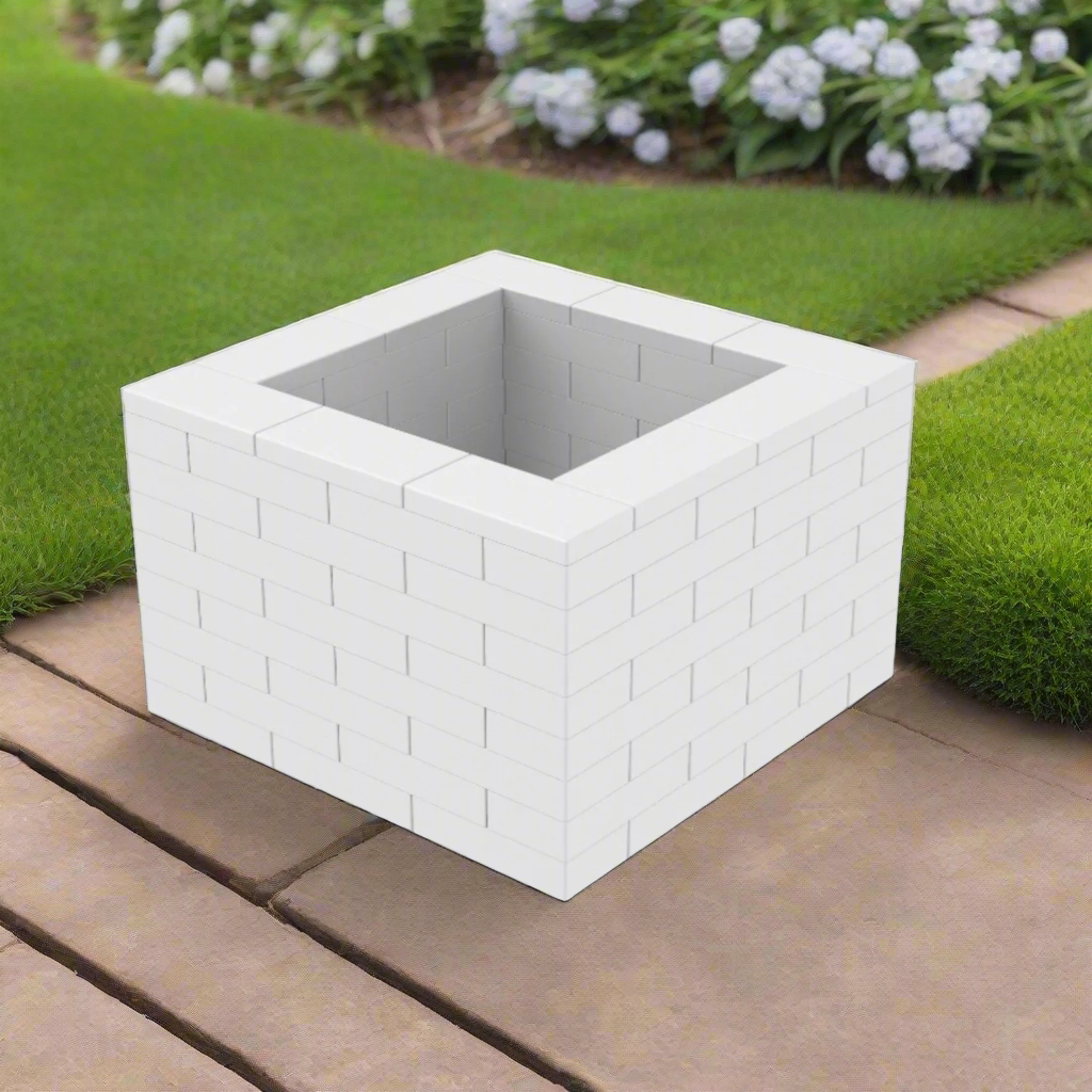 Witte Kunststof Steen Plantenbak Kit 3 x 3 x 8